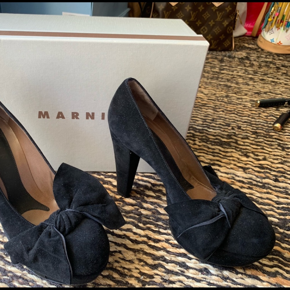Marni black bow heels